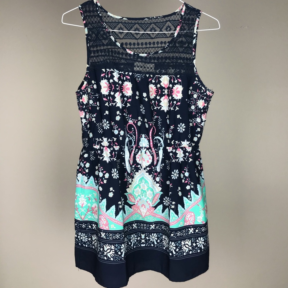 Sweet Journey Dark Blue Floral Mini Dress